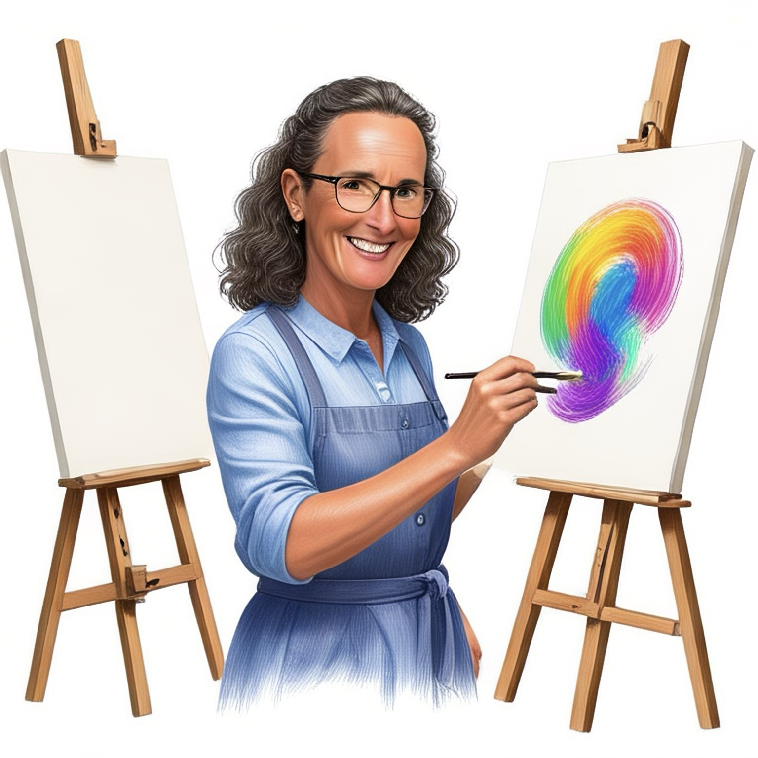 Aviva Yerushalmi painting at an easel